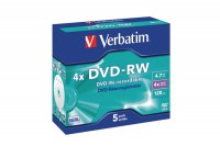 VERBATIM DVD-RW Jewel 4.7GB, 43285, 1-4x 5 Pcs