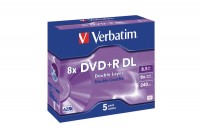 VERBATIM DVD+R Jewel 8.5GB, 43541, 8x DL Matt Silver 5 Pcs