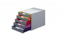 DURABLE Schubladenbox Varicolor 5 -C4, 7605/27, farbige Griffe, 5 Schubladen