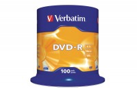 VERBATIM DVD-R Spindle 4.7GB, 43549, 1-16x 100 Pcs