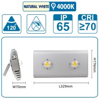 Flutlicht mit zwei COB-LEDS, 100 Watt, silber