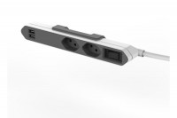 POWERCUBE Socket-rail grey/white 2xT.13 2xUSB 5V 2.1A, 66.9122