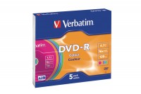 VERBATIM DVD-R Slim 4.7GB 1-16x color 5 Pcs, 43557
