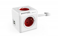 POWERCUBE Steckdose extend rot 4xT.13 2xUSB 5V 2.1A, 66.789