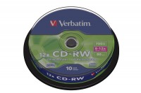 VERBATIM CD-RW Spindle 80MIN/700MB 8-12x 10 Pcs, 43480