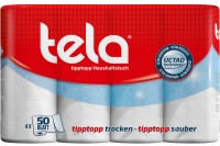 TELA Haushaltrolle tipptopp, 5940231, 50 Blatt, 2-lagig 4 Stück TELA Haushaltrolle tipptopp, 5940231, 50 Blatt, 2-lagig 4 Stück