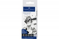 FABER-CASTELL Pitt Artist Pen Manga Mangaka schwarz 6 Stück, 167124 FABER-CASTELL Pitt Artist Pen Manga Mangaka schwarz 6 Stück, 167124