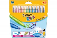 BIC Stylo fibre Kid XL 4,5mm 12 couleurs, étui, 828966