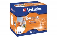 VERBATIM DVD-R Jewel 4.7GB, 43521, 1-16x fullprint 10 Pcs