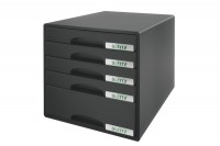 LEITZ Schubladenbox Plus schwarz, 52110095, 5 Fächer