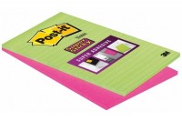 POST-IT Bloc Super Sticky 125x200mm vert/pink, 2x45 flls. lignées, 5845-SSEU