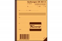 FAVORIT Formularbuch Quittungen A6, 9098 OK, Durchschreibepapier 50x3 Blatt