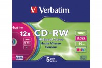 VERBATIM CD-RW Slim 80MIN/700MB, 43167, 8-10x color 5 Pcs