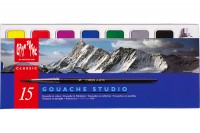 CARAN D'ACHE Gouache Studio Wasserfarben, 1000.315, 14 Farben, 1 x weiß + Pinsel