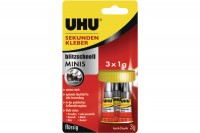 UHU Colles instantanées Minis, liquide, Blister 3x1g, 45415