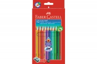 FABER-CASTELL Farbstifte Jumbo GRIP, 110912, 12 Farben, m/Spitzer