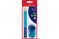 FABER-CASTELL Crayon, Taille-crayon B Grip 2001 set, 3 couleurs, 183587